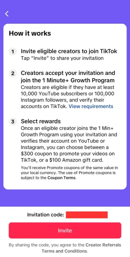 Contoh cara dapat uang dari TikTok dengan Referral