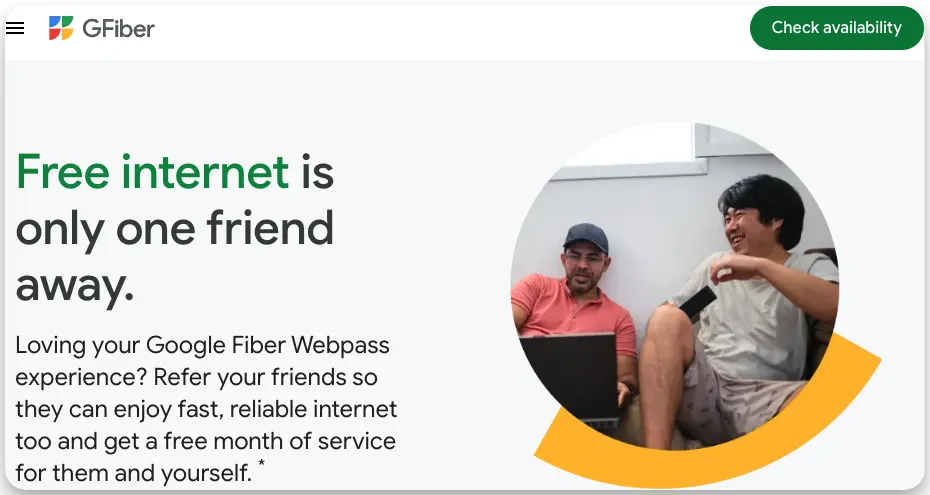 Contoh referral incentive based dari Google Fiber