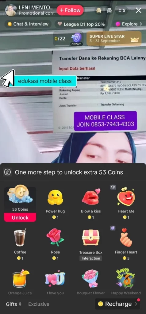 cara dapat duit di TikTok bisa dengan Virtual Gift