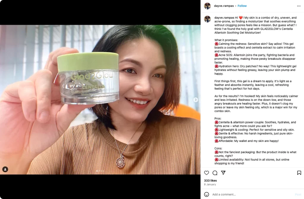 Contoh cara mendapatkan uang dari Instagram dengan sponsored post