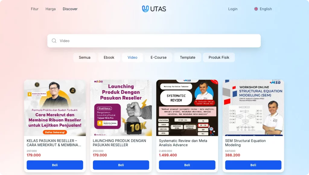 Utas merupakan platform untuk berjualan produk di digital