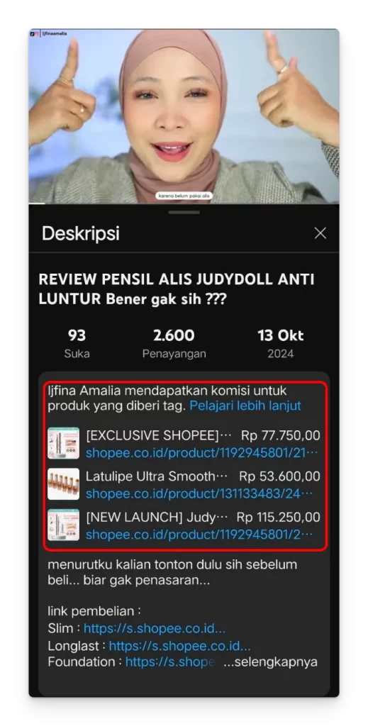cara dapat uang dari YouTube lewat YouTube Shopping Affiliate