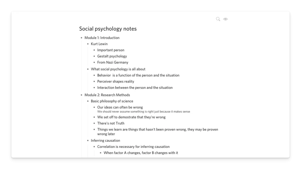 Contoh outline dari ebook menggunakan aplikasi Dynalist