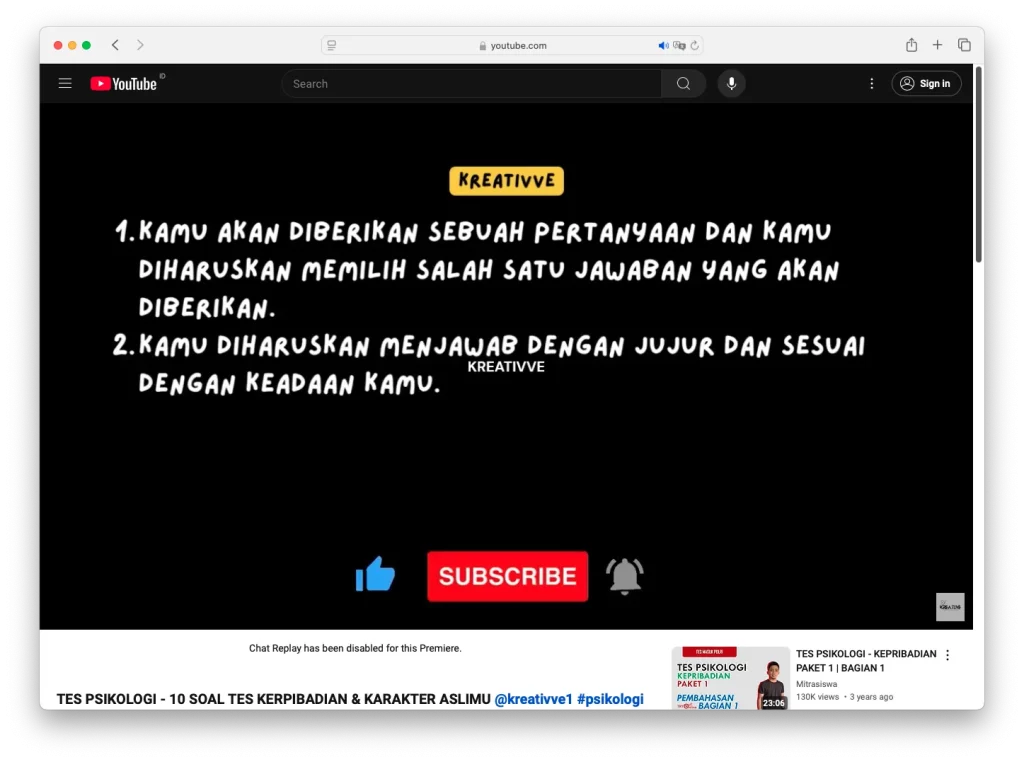Ide konten YouTube tanpa wajah dengan fokus tes kepribadian