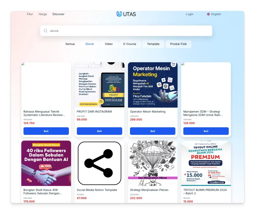 Platform untuk membuat ebook di Indonesia adalah Utas