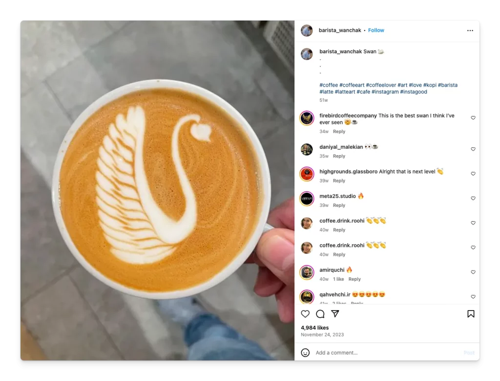 contoh konten instagram tanpa wajah coffee art
