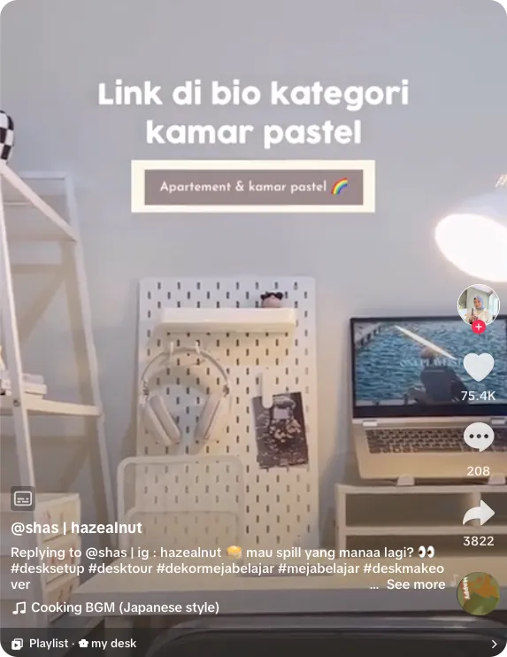 ide konten TikTok tanpa wajah berupa desk setup