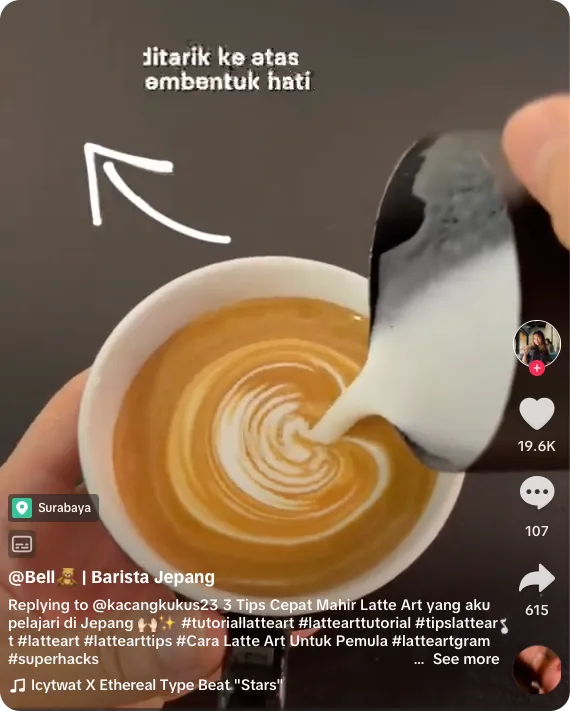 ide konten TikTok tanpa wajah coffee art