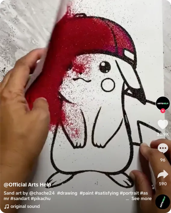 ide konten TikTok untuk introvert dengan sand art