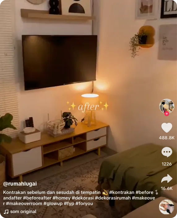 ide konten TikTok untuk pemula berupa before after