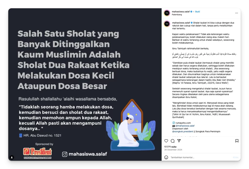 ide konten islami yang juga cukup ramai adalah serba serbi shalat