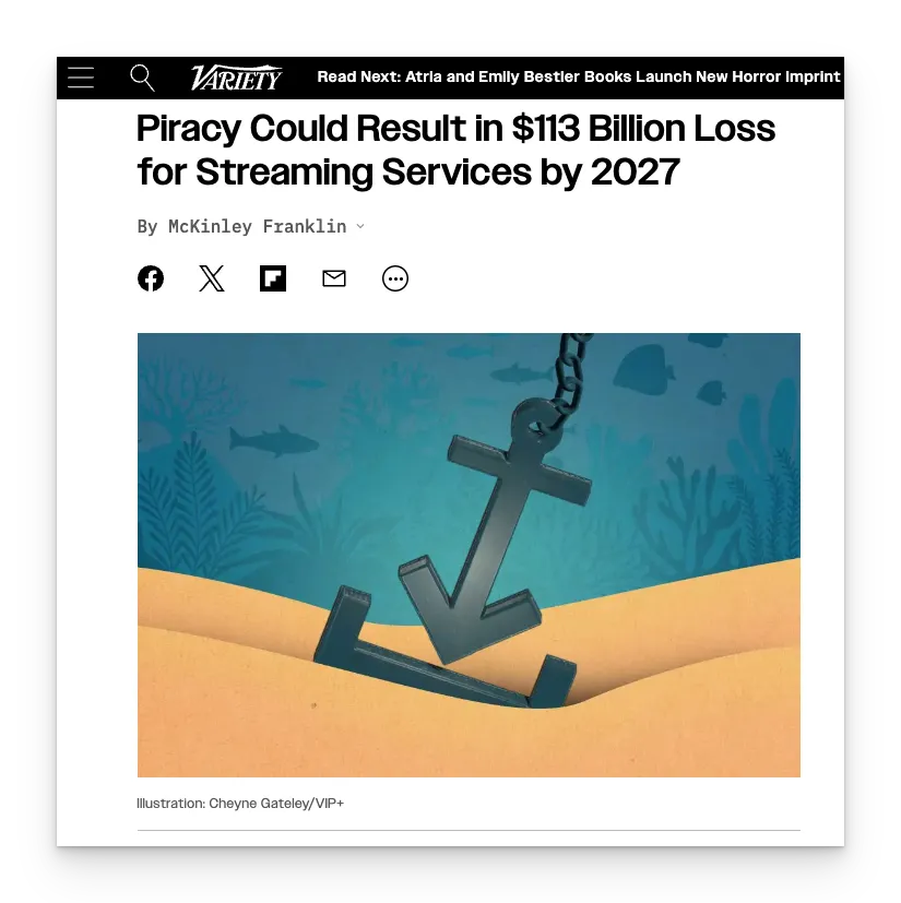 Jenis pembajakan konten digital juga terjadi dengan konten streaming