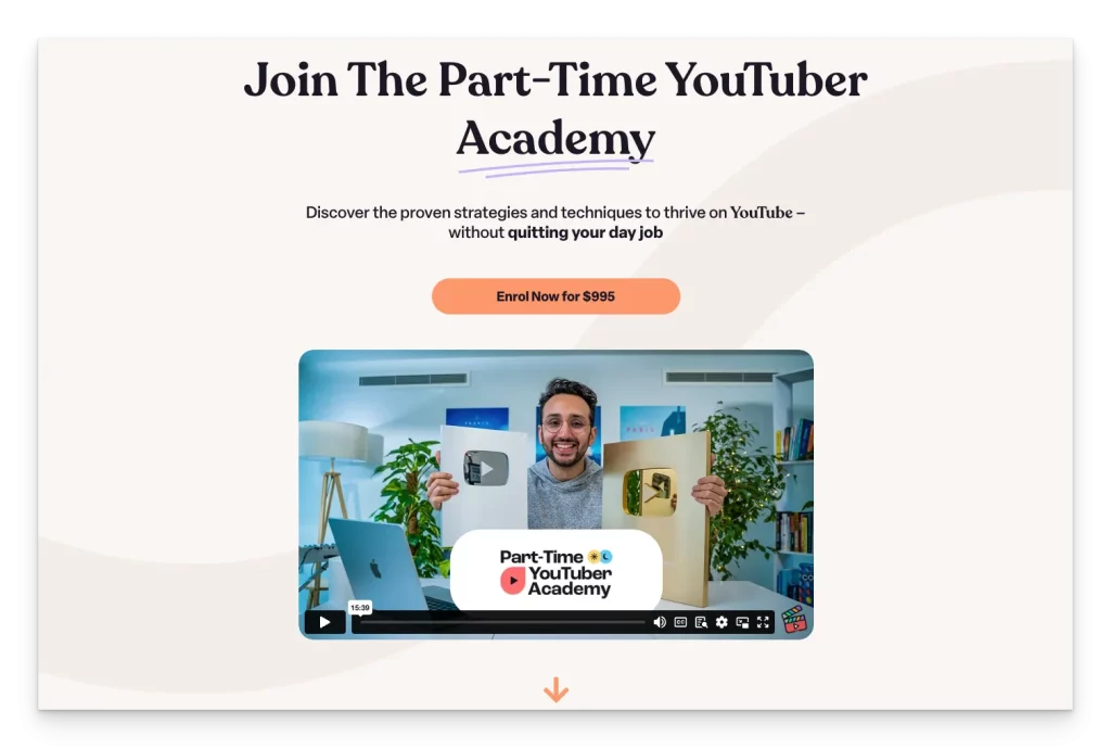 Contoh landing page content creator