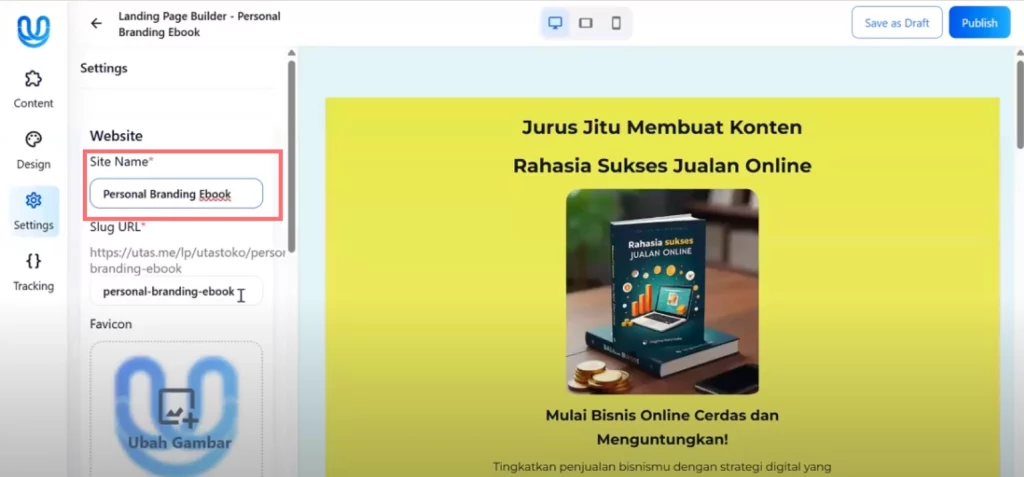 tampilkan branding produk digital